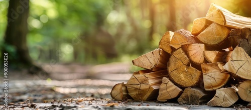 Chopped oak firewood arrang...