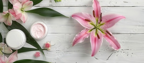 Pink lily flower and cosmet...