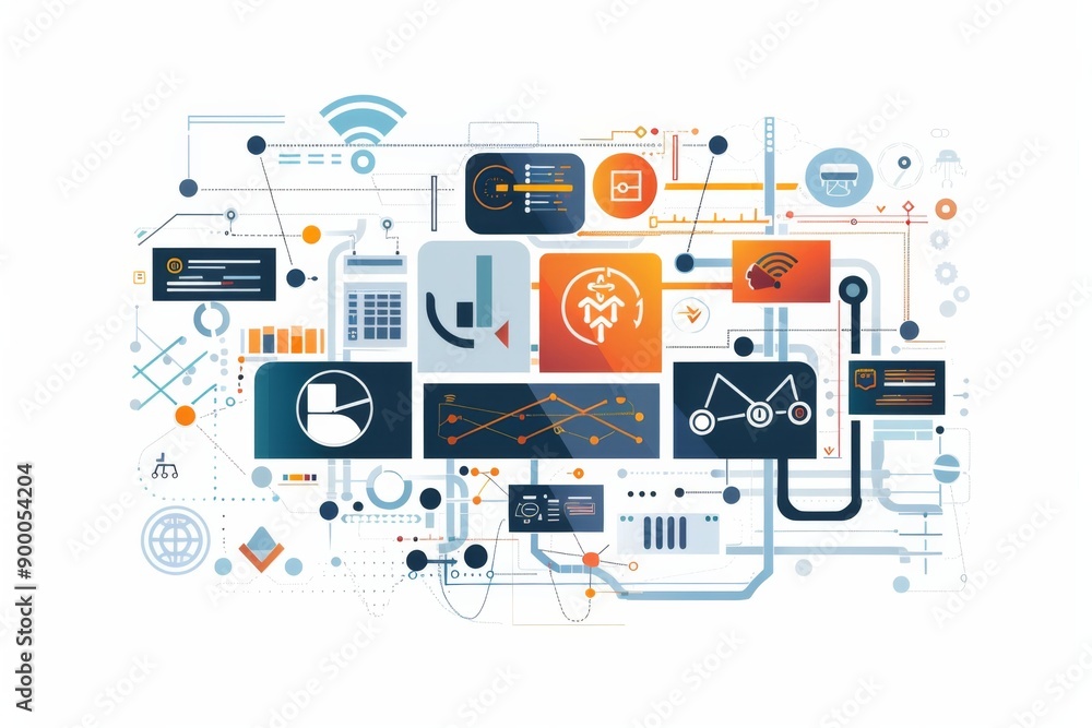 Conceptual Technology Flat Illustration created with Generative AI Conceptual Technology Flat Illustration created with Generative AI