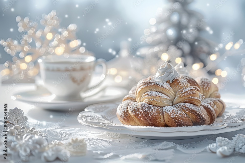 Capture the festive mood of a Swedish fika with cinnamon buns and coffee. Capture the festive mood of a Swedish fika with cinnamon buns and coffee.