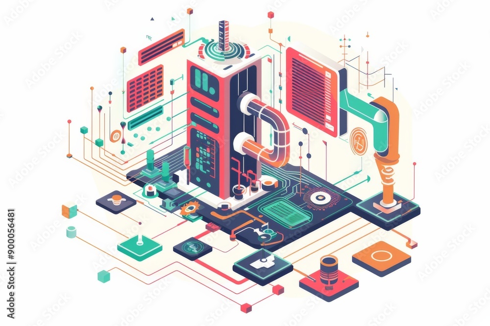 Fototapeta premium Conceptual Technology Flat Illustration created with Generative AI