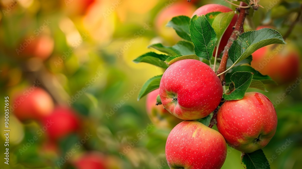 Red Apples Hanging on a Branch Red Apples Hanging on a Branch