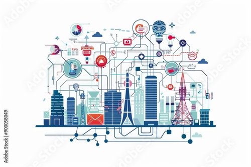 Conceptual Technology Flat Illustration created with Generative AI