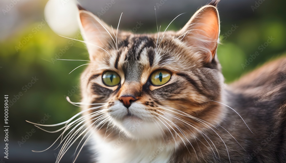 A close-up of a curious cat with bright eyes, exploring the outdoors, with its soft fur and alert expression highlighted by natural sunlight. A close-up of a curious cat with bright eyes, exploring the outdoors, with its soft fur and alert expression highlighted by natural sunlight.
