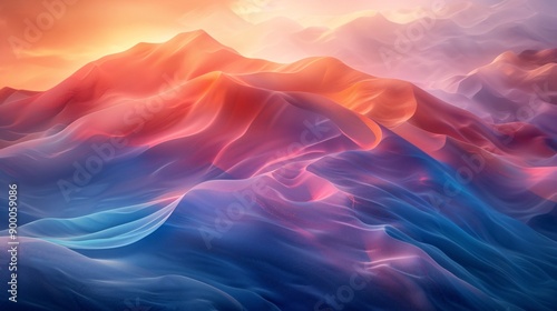 Abstract Colorful Mountain Landscape