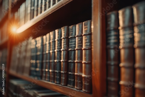 The Civil Code is highlighted with sunlight filtering through holographic legal texts in a modern legal library