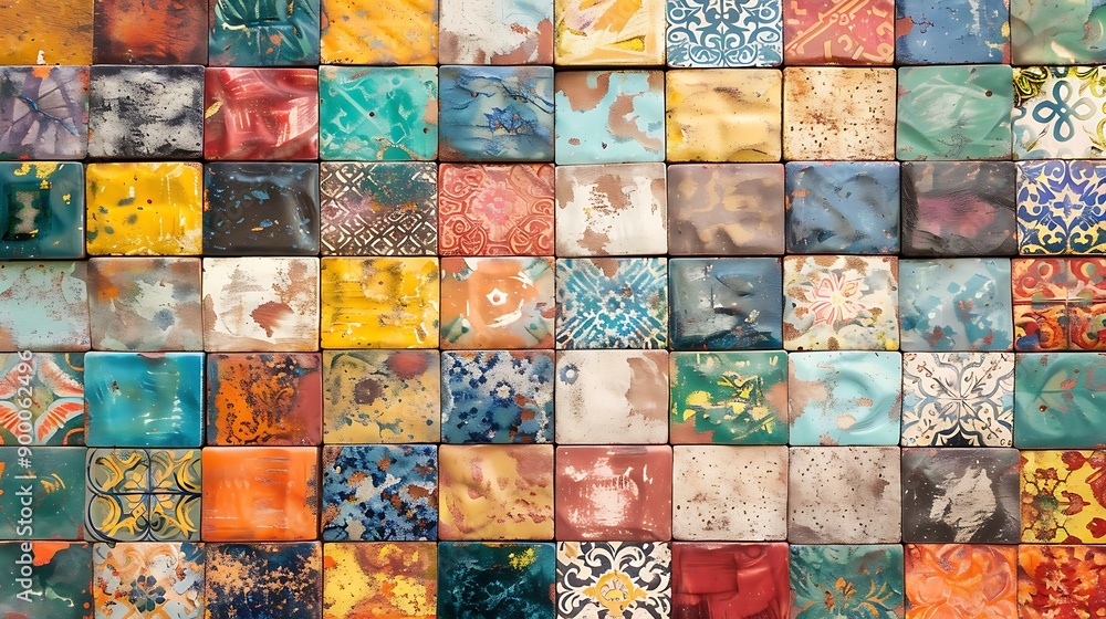 Colorful and Rustic Mosaic Tile Wall Colorful and Rustic Mosaic Tile Wall