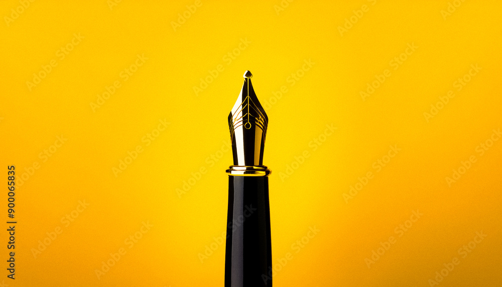 Elegant Fountain Pen Against a Yellow Background Elegant Fountain Pen Against a Yellow Background