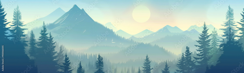 Obraz premium mountain and forest in vector style