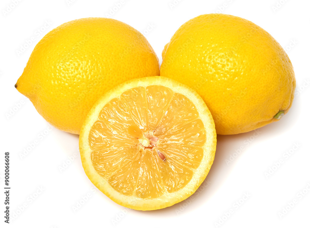 Lemon fruit whole and half isolated on white background Lemon fruit whole and half isolated on white background