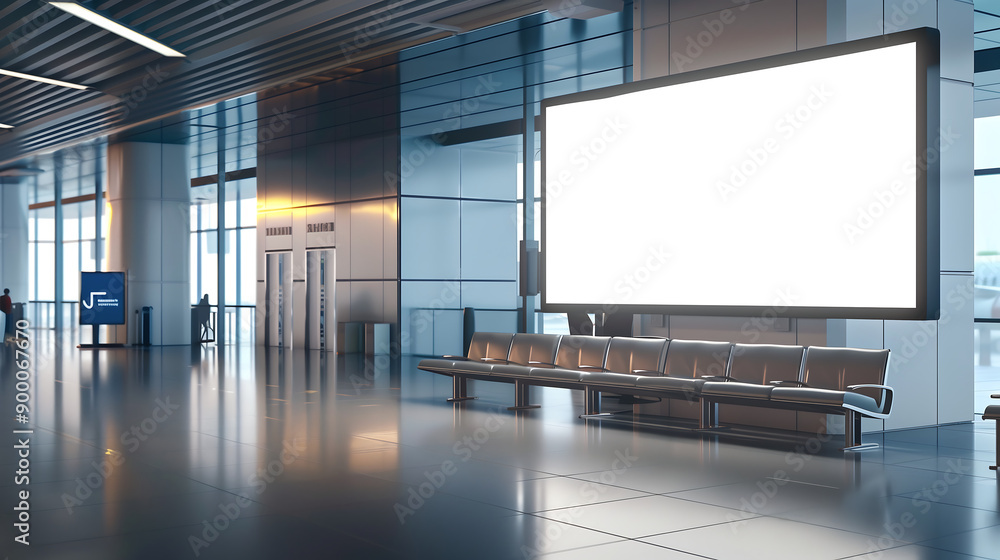 Blank digital billboard at an airport terminal Blank digital billboard at an airport terminal