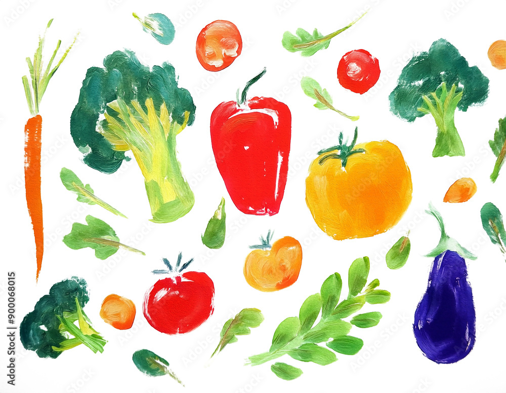 カラフルな野菜のイラスト 白背景 カラフルな野菜のイラスト 白背景