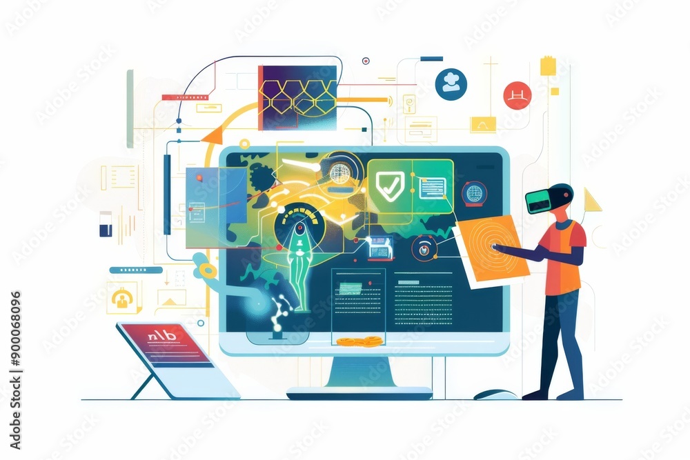 Conceptual Technology Flat Illustration created with Generative AI Conceptual Technology Flat Illustration created with Generative AI