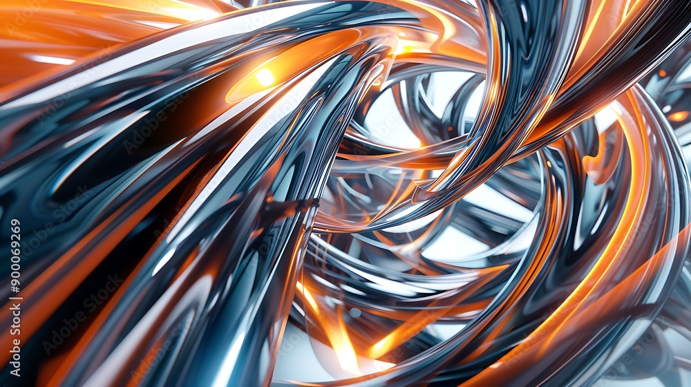 Abstract digital art of twisting, metallic, glowing, chrome tubes. Abstract digital art of twisting, metallic, glowing, chrome tubes.