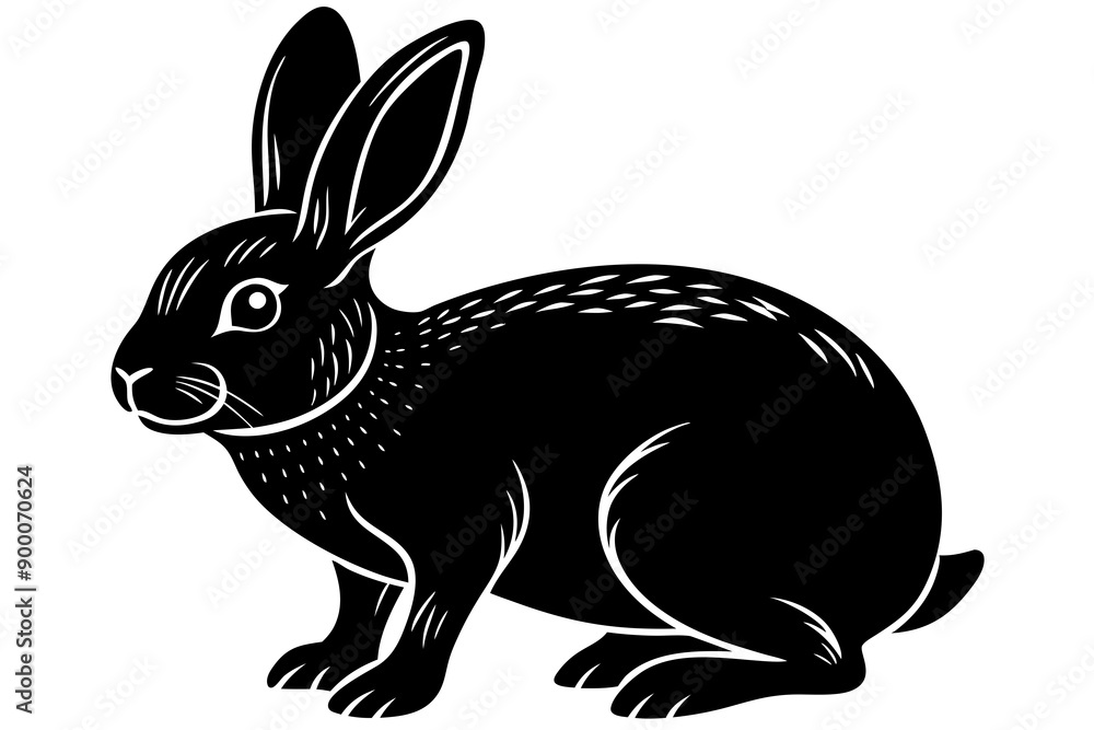 Obraz premium rabbit silhouette, rabbit vector silhouette, flemish giant rabbit vector illustration, rabbit design