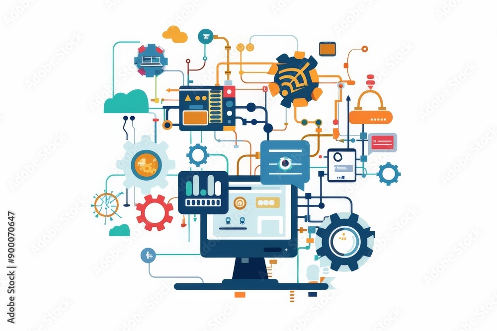 Conceptual Technology Flat Illustration created with Generative AI Conceptual Technology Flat Illustration created with Generative AI