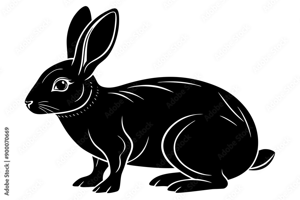 Obraz premium rabbit silhouette, rabbit vector silhouette, flemish giant rabbit vector illustration, rabbit design