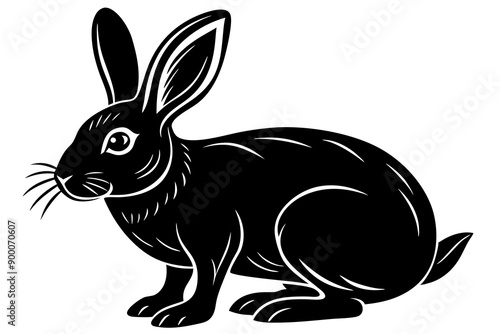 Silhouette of rabbit isolated on white backbround, set of rabbit silhouette, icon, rabbit bunny icon vector bundle