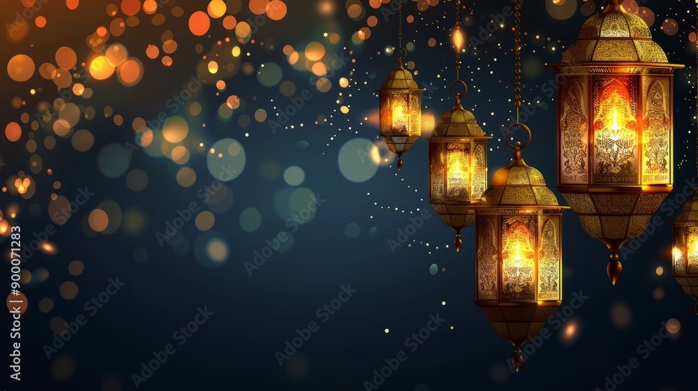 Stylish lantern Islamic Eid mubarak festival background design vector Stylish lantern Islamic Eid mubarak festival background design vector