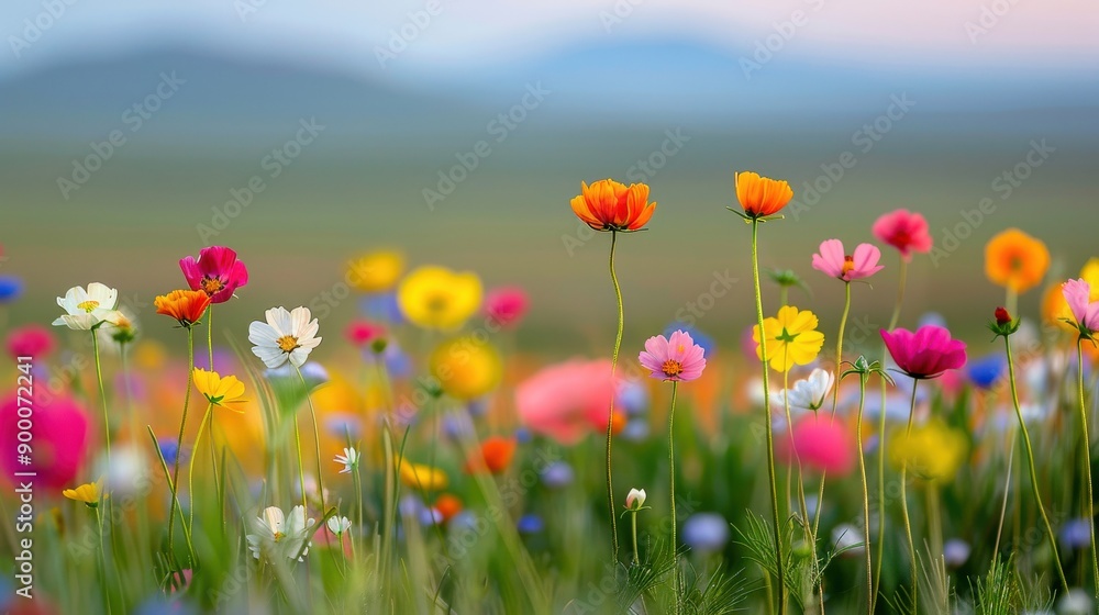 Vibrant Wildflower Meadow at Sunset Vibrant Wildflower Meadow at Sunset