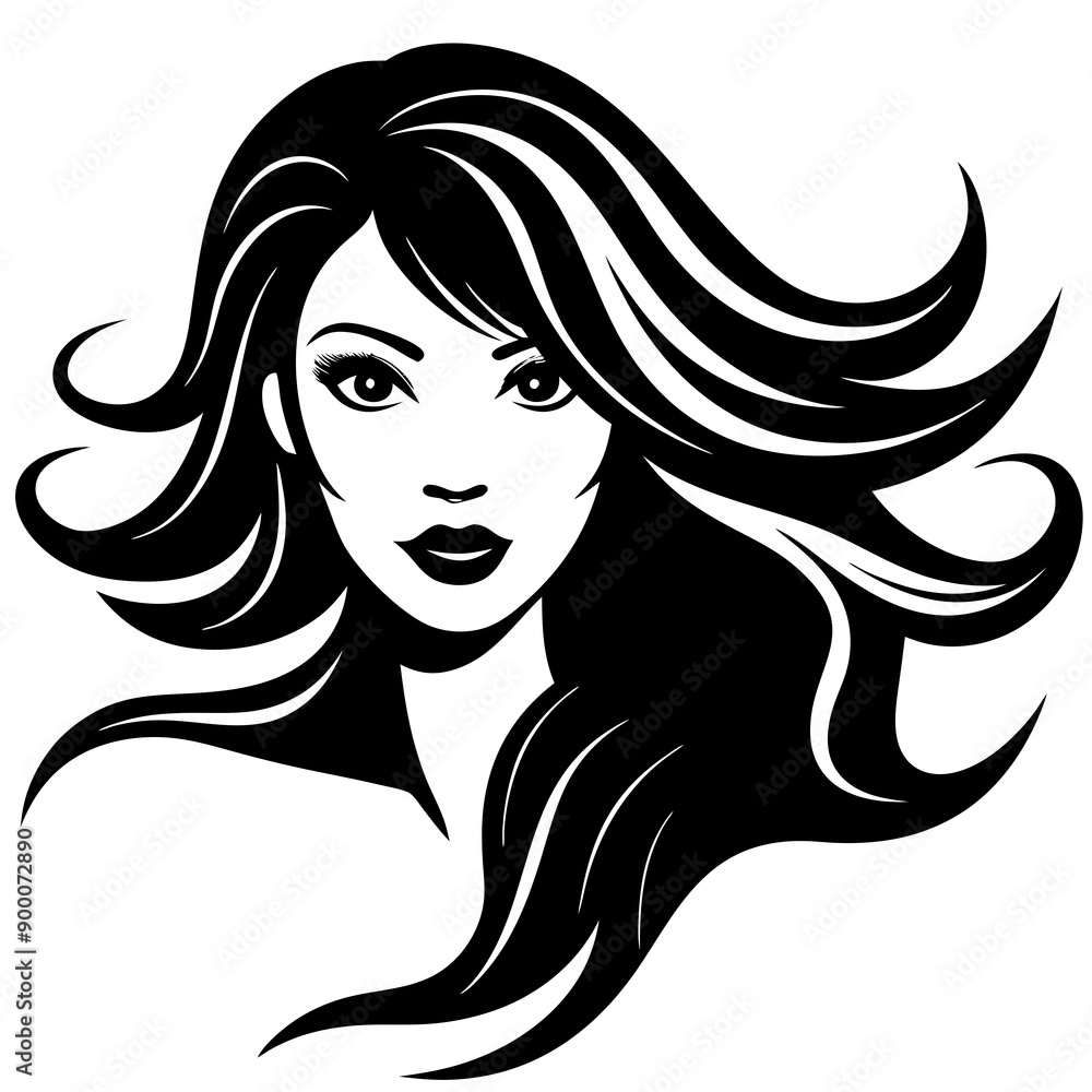Silhouette of beautiful girl in profile with long hair
Silhouette of beautiful girl in profile with long hair
