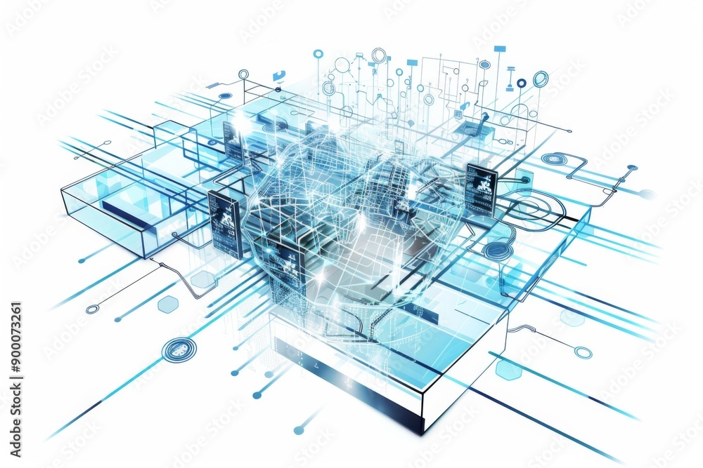 Fototapeta premium Conceptual Technology Flat Illustration created with Generative AI