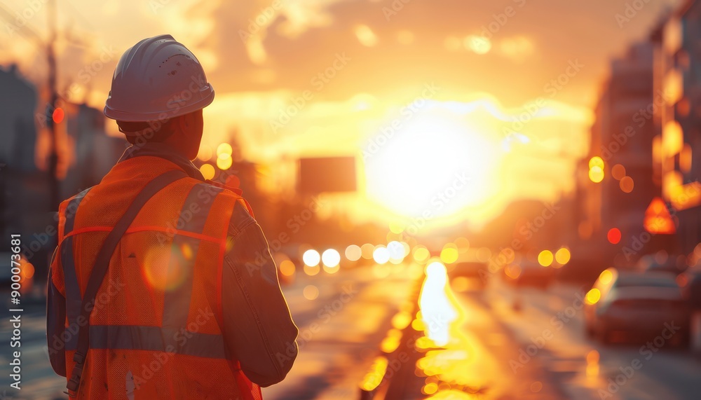 Construction Site Safety Engineer Overseeing Work with Hard Hat and Safety Vest, Ensuring a Secure and Efficient Project Construction Site Safety Engineer Overseeing Work with Hard Hat and Safety Vest, Ensuring a Secure and Efficient Project