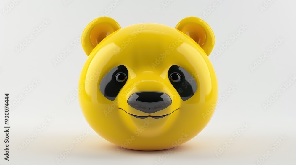 3D yellow panda face, confident expression, isolated on white. Highlighting luxury features. 3D yellow panda face, confident expression, isolated on white. Highlighting luxury features.