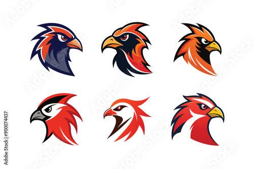 Logo sets of Ababil bird, labeled vector art design illustration. photo