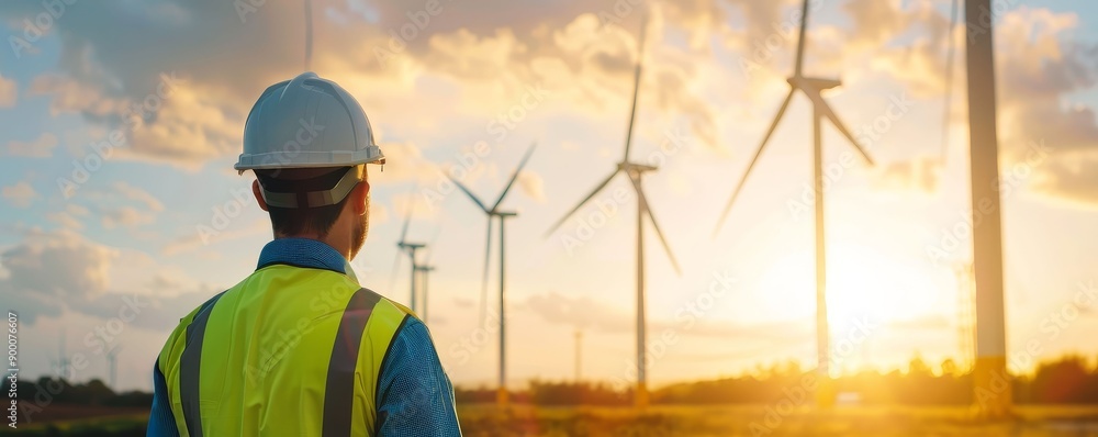 Engineers inspecting a wind turbine, green jobs, sustainable industry Engineers inspecting a wind turbine, green jobs, sustainable industry