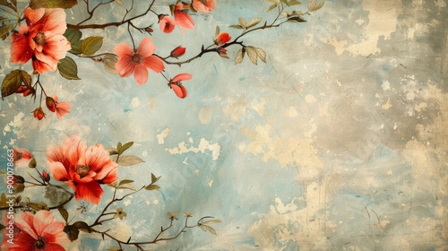 Wallpaper Mural Retro Wallpaper : Vintage floral wallpaper with faded colors and intricate designs Torontodigital.ca