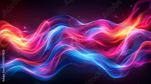 Abstract Neon Wave Pattern with Glowing Effect