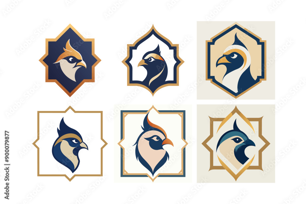 Logo sets of Ababil bird, labeled flat art vector illustration. Logo sets of Ababil bird, labeled flat art vector illustration.