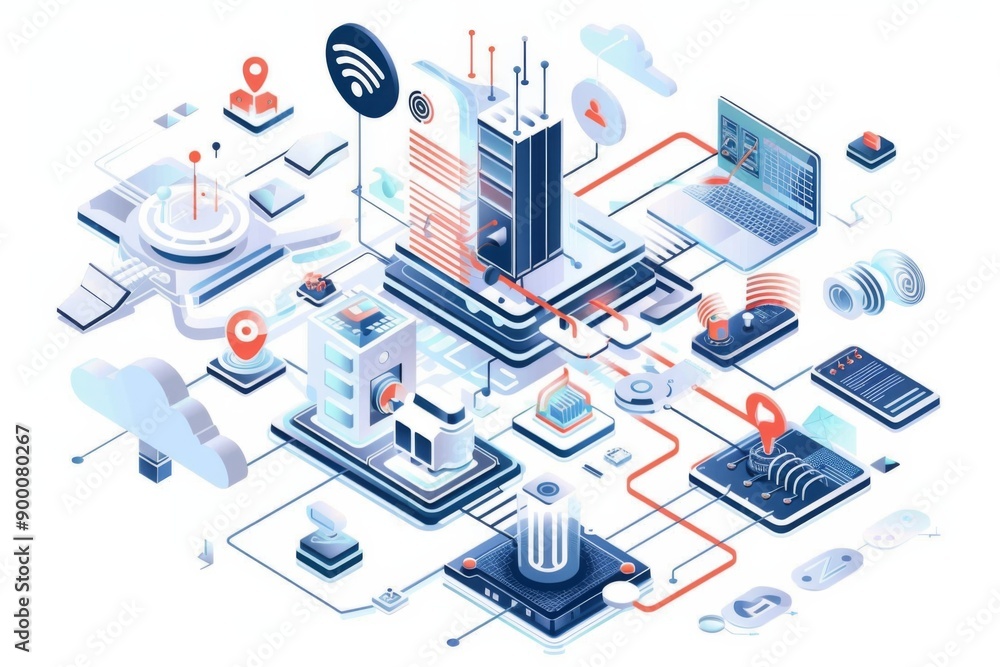 Conceptual Technology Flat Illustration created with Generative AI Conceptual Technology Flat Illustration created with Generative AI