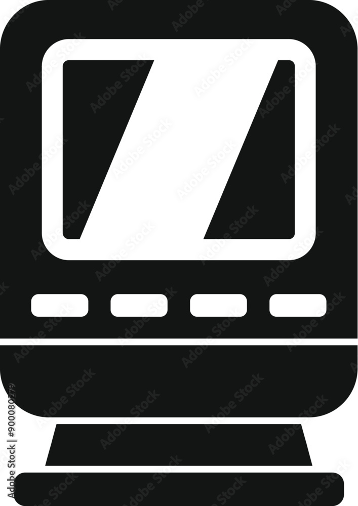 Black silhouette icon of a modern high speed train, emphasizing speed and efficiency Black silhouette icon of a modern high speed train, emphasizing speed and efficiency