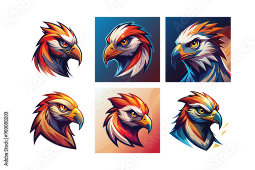 Logo sets of Ababil bird, labeled flat art vector illustration.