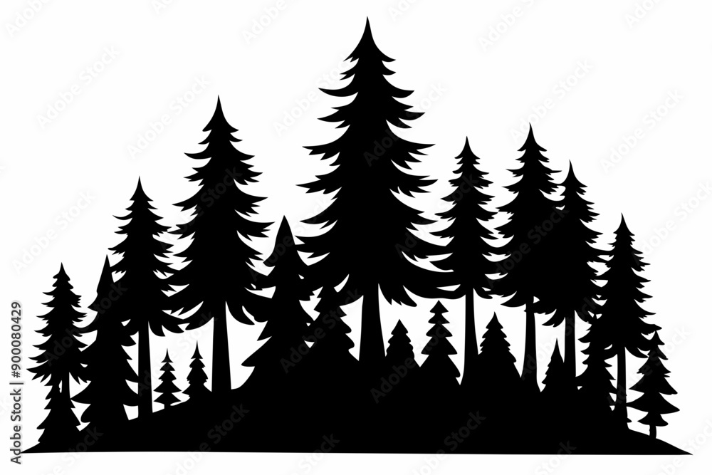 pine tree forest silhouette, Fir trees silhouette, black evergreen woods vector illustration, pine wood
pine tree forest silhouette, Fir trees silhouette, black evergreen woods vector illustration, pine wood