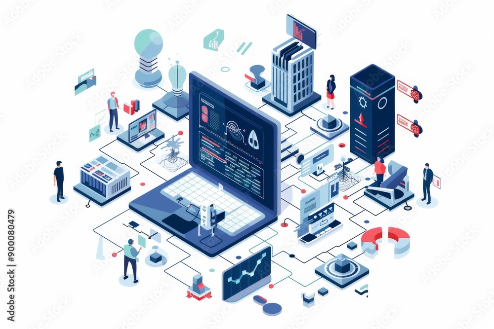 Fototapeta premium Conceptual Technology Flat Illustration created with Generative AI