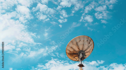 parabolic antenna against blue sky photo