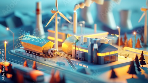 low poly visualization of: with greater co-innovation, the impact of digitalization in the energy sector can exponentially multiply - at both company and industry levels photo