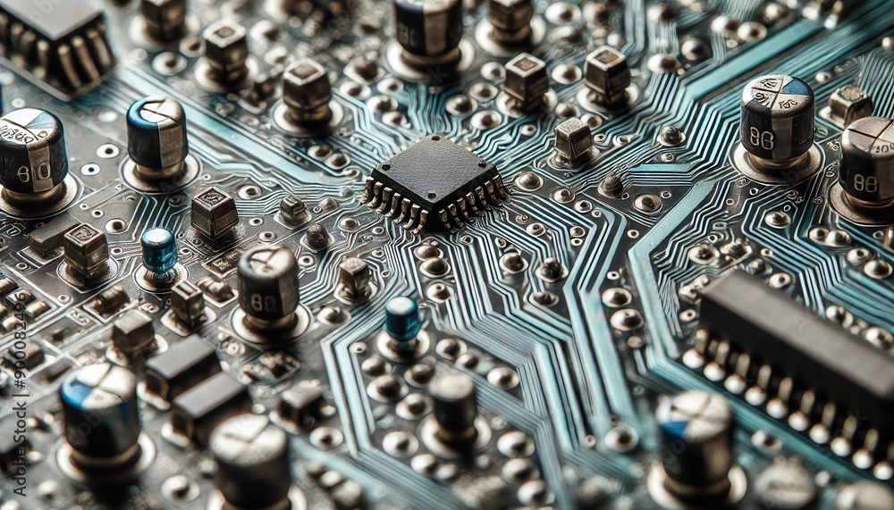 Close-up Macro Photography of a Circuit Board with Electronic Components. Close-up Macro Photography of a Circuit Board with Electronic Components.