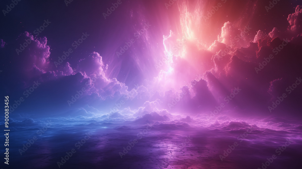 Naklejka premium Dramatic sunset sky with vibrant pink and