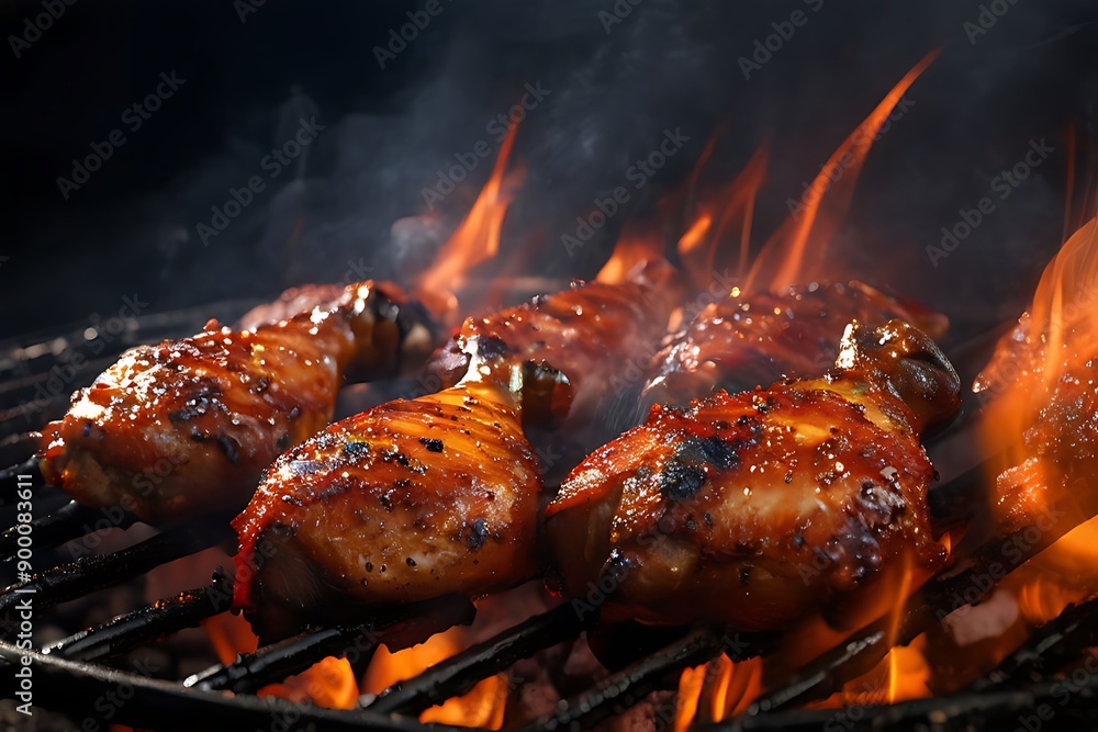 grilled chicken on the grill, Generative AI grilled chicken on the grill, Generative AI