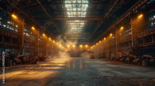 Abandoned factory warehouse. Eerie empty spaces with dramatic light. © LOPH Studio