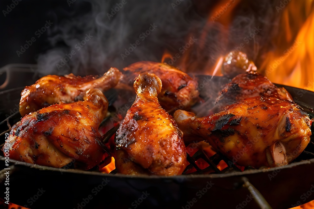 grilled chicken on the grill, Generative AI grilled chicken on the grill, Generative AI