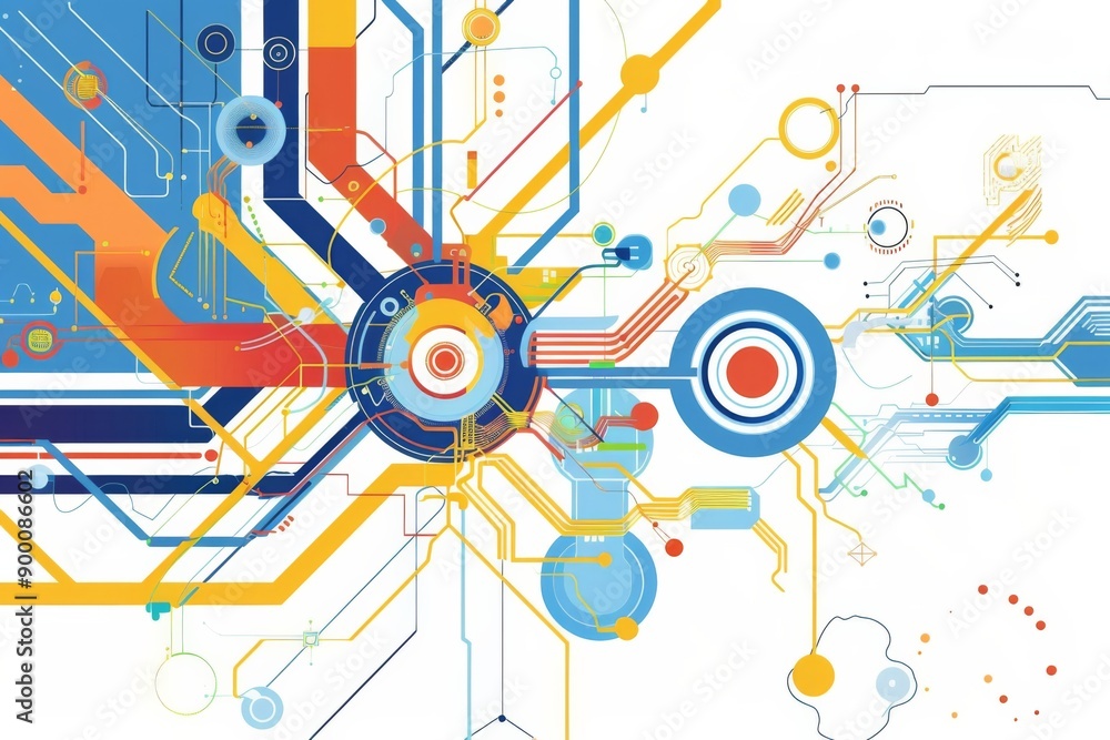 Obraz premium Conceptual Technology Flat Illustration created with Generative AI