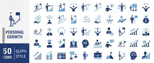 Personal Growth line Icon Set. Editable stroke. Vector illustration