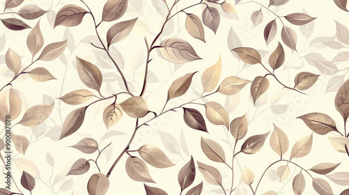 A hand drawn vintage pattern of leaves and branches