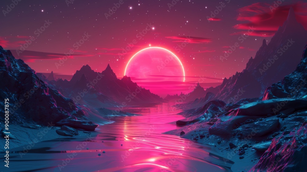 Abstract Retro Wave Patterns with 80s Synthwave Vibes Abstract Retro Wave Patterns with 80s Synthwave Vibes