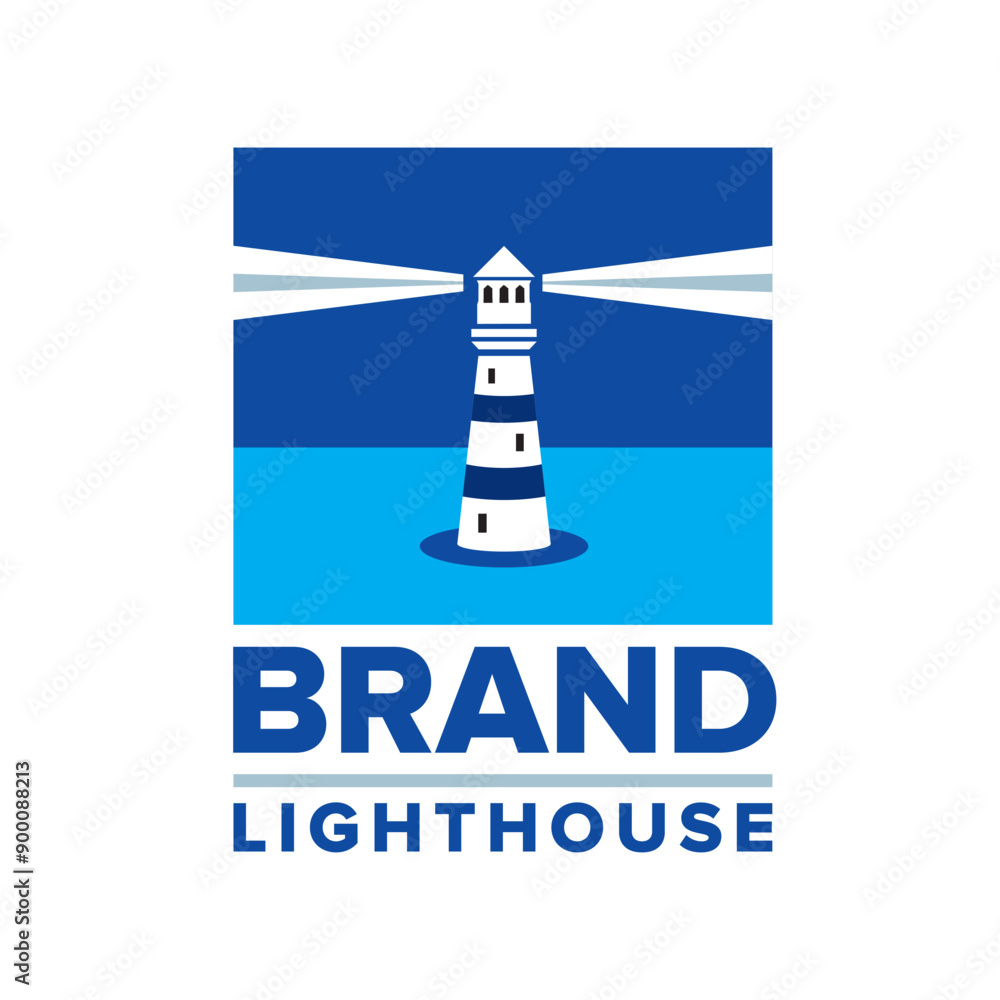 Lighthouse Square Logo From with Blue Color Scheme Vector Logo Art Lighthouse Square Logo From with Blue Color Scheme Vector Logo Art